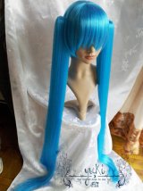 格安 VOCALOID ボーカロイド 初音ミク風 ブルー コスプレウィッグ