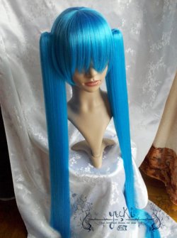 画像2: 格安 VOCALOID ボーカロイド 初音ミク風 ブルー コスプレウィッグ 