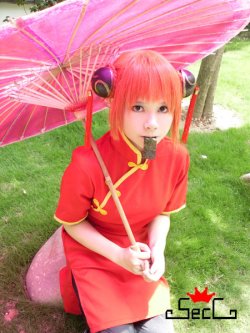 画像1: 格安 銀魂 神楽 アニメver風 02 コスプレ ウィッグ