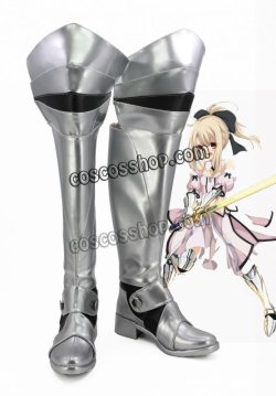 画像1: Fate/unlimited codes フェイト/アンリミテッドコード セイバー Saber セイバー・リリィ風 コスプレ靴 ブーツ