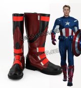 アベンジャーズ Marvel's The Avengers スティーブ・ロジャース キャプテン・アメリカ風 コスプレ靴 ブーツ