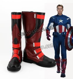 画像1: アベンジャーズ Marvel's The Avengers スティーブ・ロジャース キャプテン・アメリカ風 コスプレ靴 ブーツ
