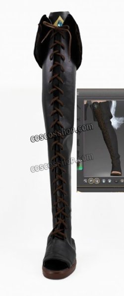 画像1: ファイナルファンタジーXIV FF14 黒魔道士風 BLACK MAGE 02 コスプレ靴 ブーツ