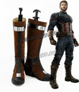 Avengers: Infinity War アベンジャーズ/インフィニティ・ウォー キャプテン・アメリカ風 03 コスプレ靴 ブーツ