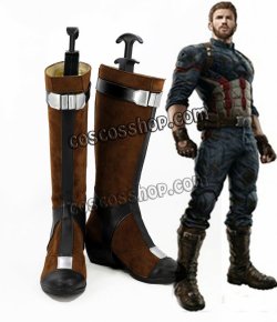 画像1: Avengers: Infinity War アベンジャーズ/インフィニティ・ウォー キャプテン・アメリカ風 03 コスプレ靴 ブーツ