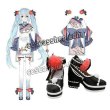 画像1: VOCALOID ボーカロイド 梅ミク 初音ミク風 コスプレ靴 ブーツ (1)