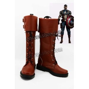 画像: キャプテン・アメリカ Captain America スティーブ・ロジャース/キャプテン・アメリカ風 コスプレ靴 ブーツ