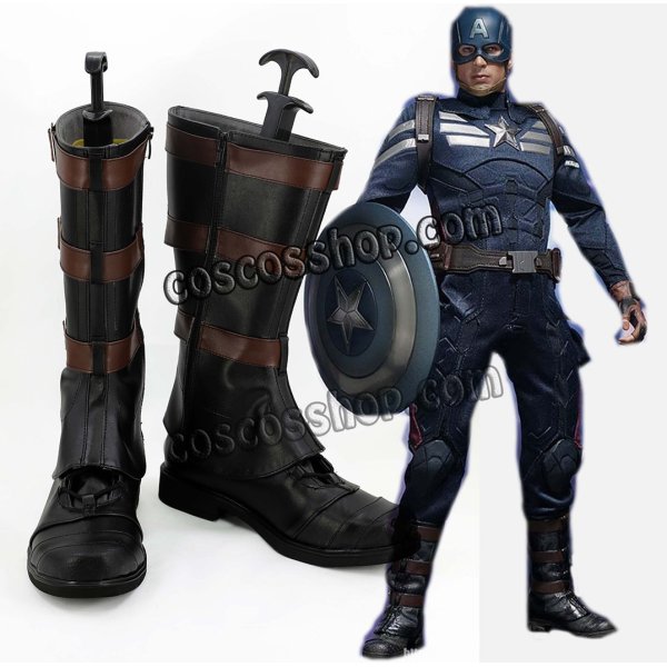 画像1: キャプテン・アメリカ Captain America スティーブ・ロジャース キャプテン・アメリカ風 コスプレ靴 ブーツ (1)