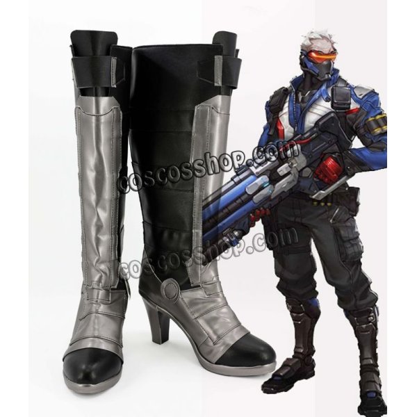 画像1: オーバーウォッチ Overwatch ソルジャー セブンティーシックス風 Soldier 76 ジョン・ジャック・モリソン コスプレ靴 ブーツ (1)