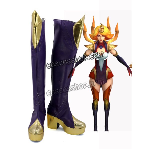 画像1: League of Legends LOL リーグ・オブ・レジェンズ Lux ラックス風 Fire Elementalist Lux コスプレ靴 ブーツ (1)