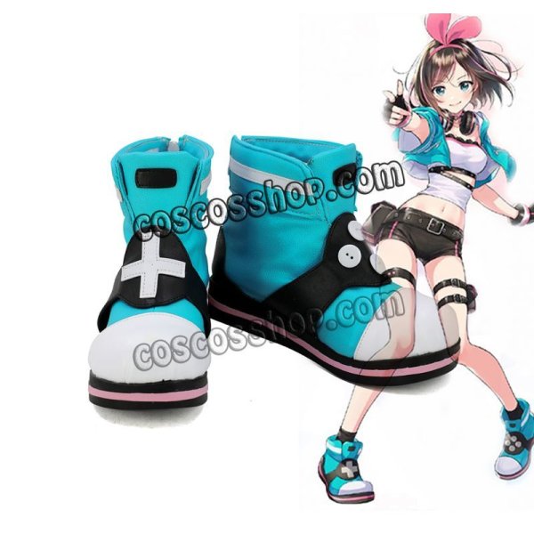 画像1: Kizuna Ai スーパーAI キズナアイ アイちゃん風 コスプレ靴 ブーツ (1)