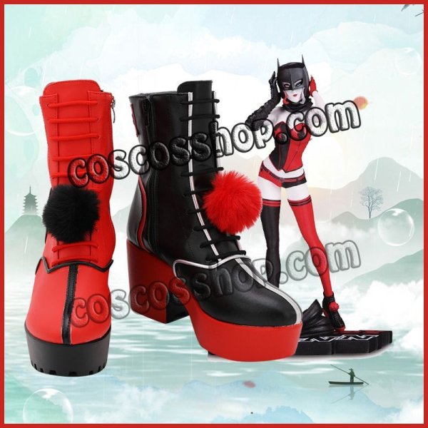 画像1: DC Comics Harley Quinn風 ●コスプレ靴 ブーツ (1)