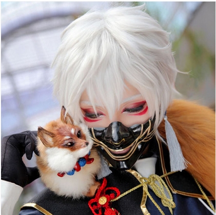 画像1: 刀剣乱舞 とうらぶ 鳴狐風 なきぎつね コスプレウィッグ (1)