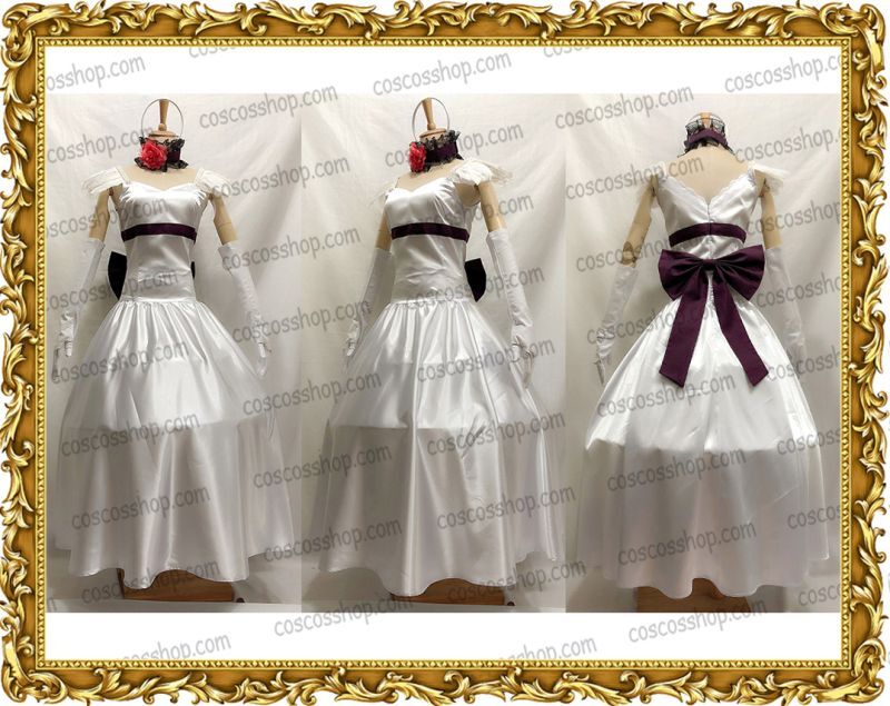 画像1: VOCALOID 初音ミク サンドリヨン風 白ドレス 02 コスプレ衣装 (1)